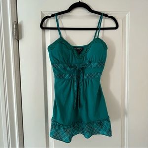 Self Esteem Y2K Vintage Babydoll Bustier Tie Front Cami Tank Top - Size Small